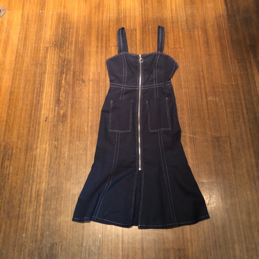 Denim overall dress zipup